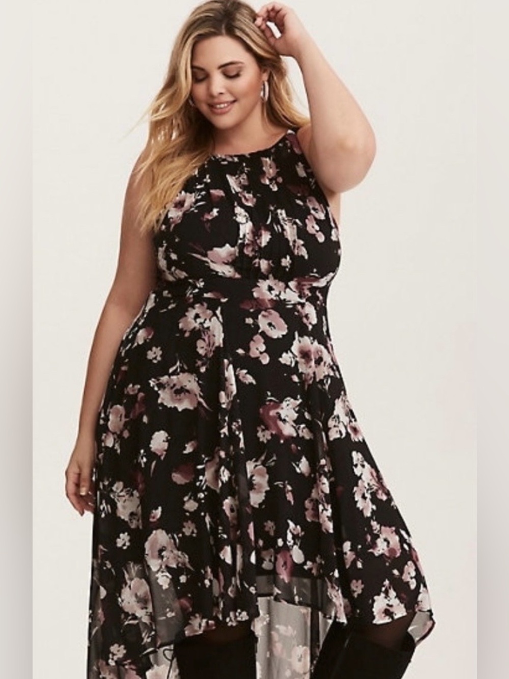 Torrid Plus Size Floral Print Chiffon Hi-Lo Dress Size 22